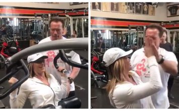 VIDEO. Vezi cum o antrenează Arnold Schwarzenegger pe Nadia Comăneci VIDEO. Vezi cum o antrenează Arnold Schwarzenegger pe Nadia Comăneci