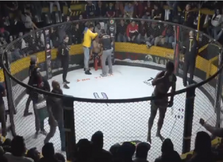 VIDEO. Un luptător a început să bea bere din public între runde! VIDEO. Un luptător a început să bea bere din public între runde!