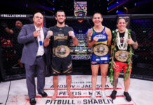 VIDEO. Cris Cyborg și Usman Nurmagomedov își păstrează centurile de campioni la gala Bellator 300! bellator mma 300
