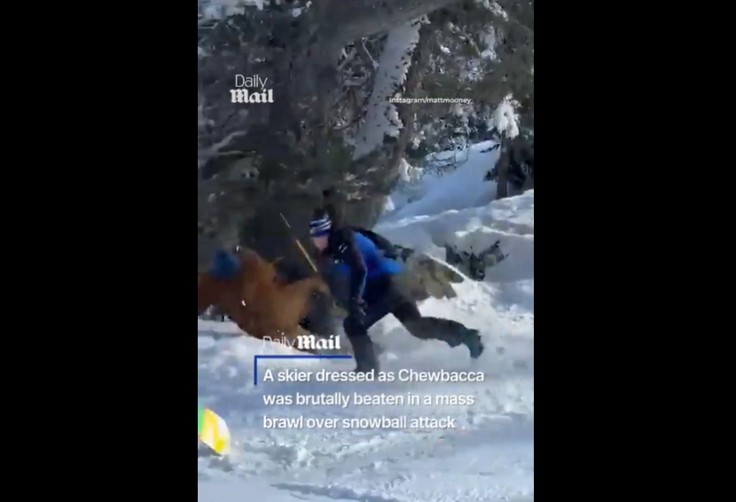 VIDEO. Bătaie pe pârtia de schi cu o persoană îmbrăcată în Chewbacca!