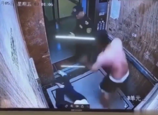 VIDEO. Abuza o femeie în lift, dar a apărut un paznic și l-a distrus! VIDEO. Abuza o femeie în lift, dar a apărut un paznic și l-a distrus!