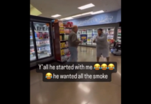 VIDEO. O femeie l-a făcut KO pe un bărbat într-un supermarket! VIDEO. O femeie l-a făcut KO pe un bărbat într-un supermarket!