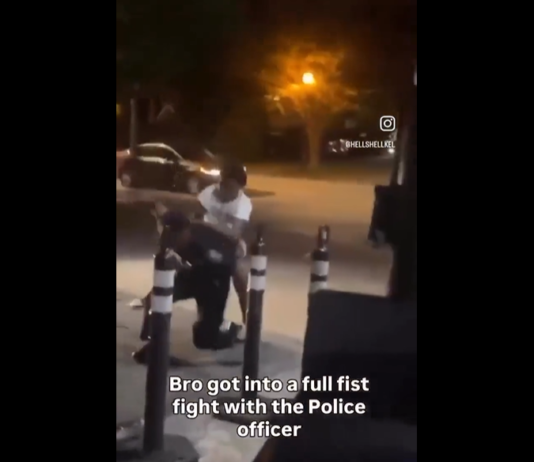 VIDEO. S-a luat la bătaie cu un polițist și ce credeți că s-a întâmplat? VIDEO. S-a luat la bătaie cu un polițist și ce credeți că s-a întâmplat?